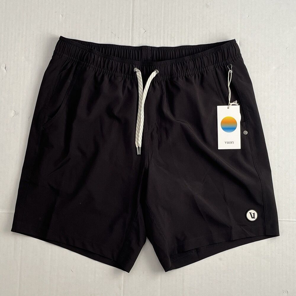 Vuori Men’s Kore Lined 7” Shorts Large Black Gym Training Performance Activewear